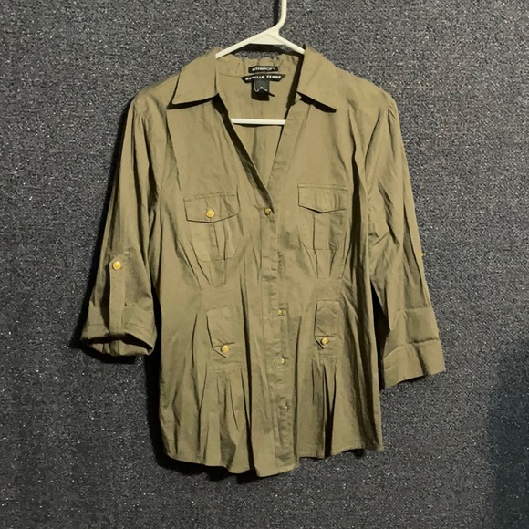 Antilia Femme Tops Womens Green Button Down Shirt Poshmark
